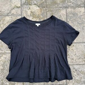 Pilcro Pleated Swing Tee Black Short Sleeve Cotton Women's Size Medium